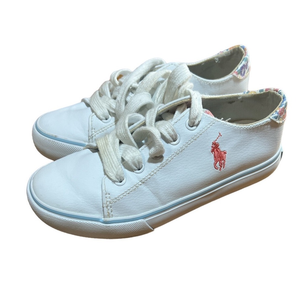 Ralph Lauren Polo Girls Sneakers White And Floral Size 13 Shoes